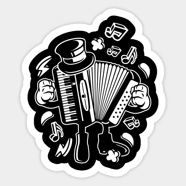 Cartoon Accordion T-Shirt Fun Polka Music Instrument Sticker by ShirtPro